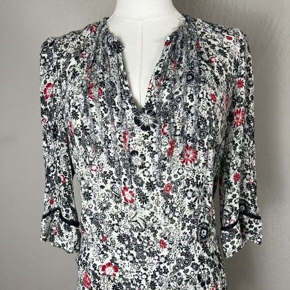 Zadig & Voltaire Mini Dress Remus White Gauze Print Floral Blouson Size Medium - Picture 2 of 10